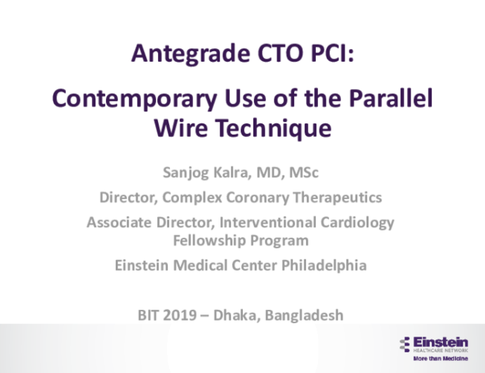 Antegrade CTO PCI Contemporary Use of the Parallel Wire Technique